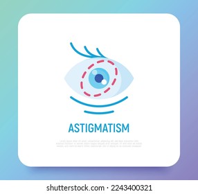 Astigmatisches Flachsymbol. Ophthalmologie, Vektorgrafik.