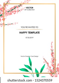 Astilbe Flower Card, Vector illustration design element