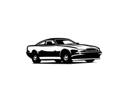 Aston Martin V8 Coupé Silueta. Aislado Del Lado En Un Hermoso Estilo. Lo Mejor Para Logotipos, Insignias, Emblemas.