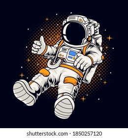 Astonaut boy in space vector illustration