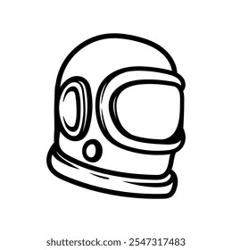 astonaut helmet isolated drawing coloring line art style sketch classic vintage design illustration