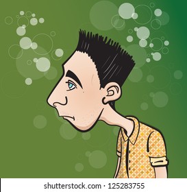 Astonished cartoon character, vector