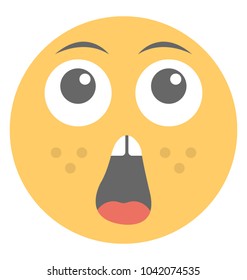 Astonished emoji flat vector icon design