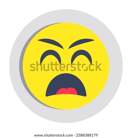 Astonished emoji icon, editable vector