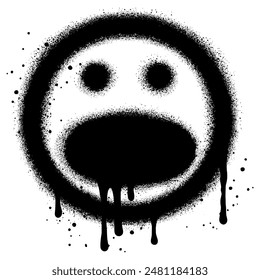 Astonished emoji. Shocked emoticon with graffiti style.
