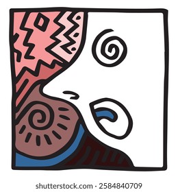 Astonished face doodle. Simple illustration. Hand drawn doodle for sticker, postcard, wallpaper, mural, fabric, prints, wall decor, clothing, etc