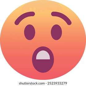 Ícone de emoji de rosto surpreso. Cores da moda, elemento popular que expressa surpresa ou choque, frequentemente usadas nas mídias sociais. Emoticon, elemento isolado.