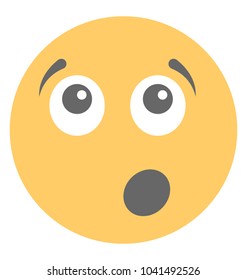 
Astonished face expression through emoticon icon
