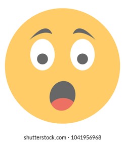 Astonished face expression through emoticon icon