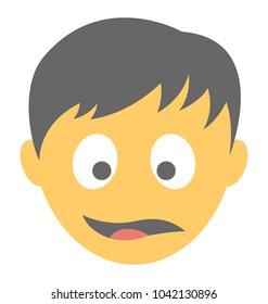 Astonished face expression through emoticon icon