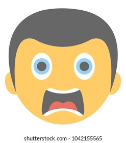 Astonished face expression through emoticon icon