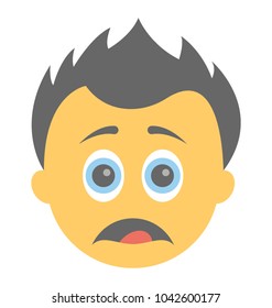
Astonished face expression through emoticon icon
