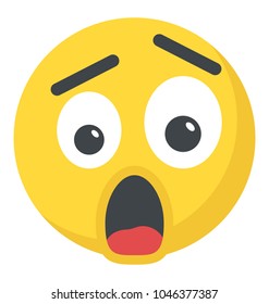 Astonished face expression through emoticon icon