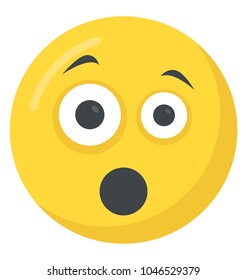 Astonished face expression through emoticon icon