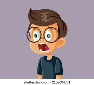 
Astonished Little Boy Feeling Shocked Vector Cartoon. Emotive started child reacting in a negative way screaming with fear

