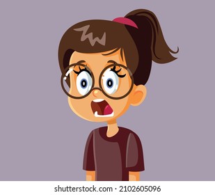 
Astonished Little Girl Feeling Shocked Vector Cartoon. Emotive started child reacting in a negative way screaming with fear
