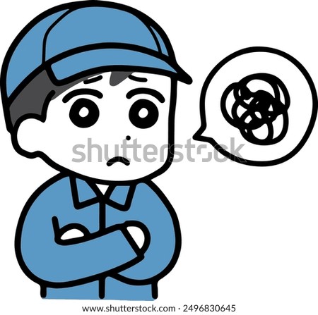 An astonished man in work clothes
