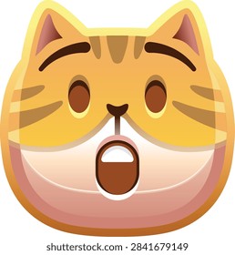 Astonished Orange Tabby Cat Face Emoji, Surprised Shocked Expression