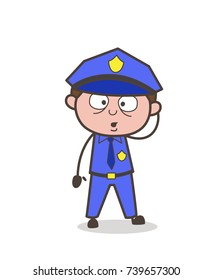 Astonished Security-Guard Face Expression Vector