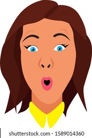 Astonished woman. Isolate on a white background. The girl opened her mouth in surprise and made round eyes. White background. Vector illustration.