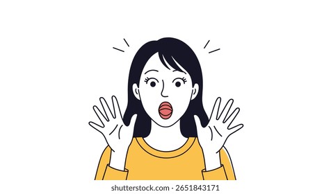 Astonished Woman Reacts with Wide Eyes and Open Mouth Showing Surprise and Shock