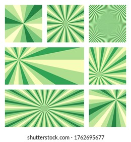 Astonishing sunburst background collection. Abstract covers with radial rays. Artistic vector illustration.