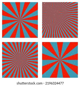 Astonishing vintage backgrounds. Abstract sunburst covers with radial rays. Vibrant vector illustration.