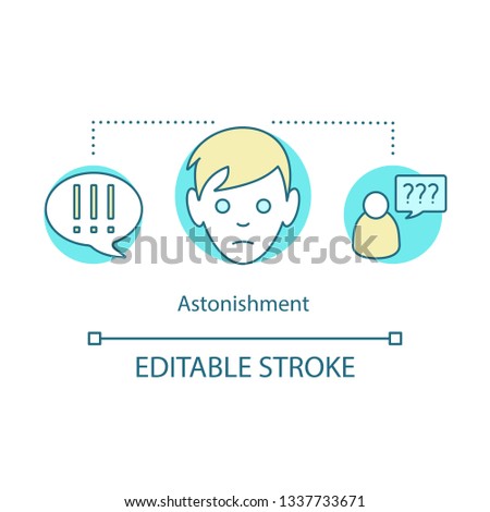 Astonishment concept icon. Amazement idea thin line illustration. Unexpected surprise. Dazing miracle. Shock, confusion and bewilderment. Vector isolated outline drawing. Editable stroke