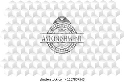 Astonishment grey emblem with cube white background
