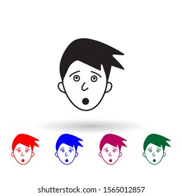 Astonishment on face multi color icon. Simple glyph, flat vector of facial expressions icons for ui and ux, website or mobile application