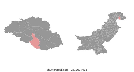 Astore district map, administrative division of Pakistan. Vector illustration.