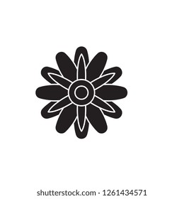 Astra flower black vector concept icon. Astra flower flat illustration, sign