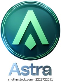 Astra protocol logo and font. Vector. ASTR. Crypto. 3D render.