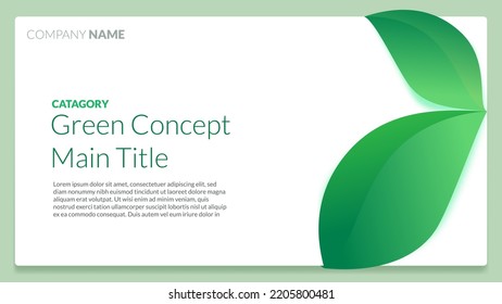 Astract Big Leaf Go Green Concept. Main Title Presentation, Web Page Or Infographic Template With Blank Space For Copy Space Vector Illustration 