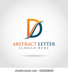 Astract Letter D template logo design. Elegant orange and dark blue color. Vector illustrator eps.10