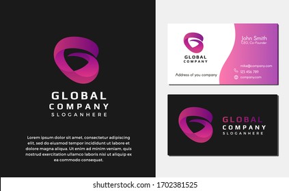 Astract Letter G logo icon vector design. Trendy red-pink gradient color on grey and black background. Outstanding professional elegant sign. Business card template.