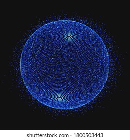 Astrato fondo moderno con brillante esfera de partículas