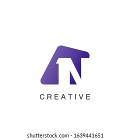 Astract Techno Negative Space Initial Letter N Logo icon vector design