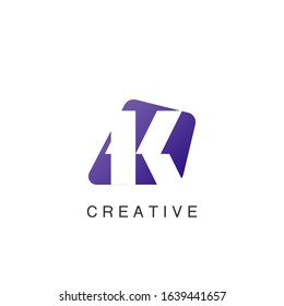 Astract Techno Negative Space Initial Letter K Logo icon vector design