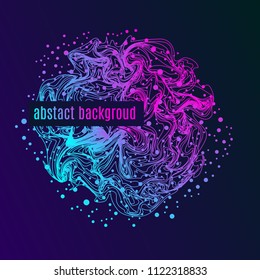 Astract ultraviolet background with waves and circles. Stock vector illustration of colorful lines in blue and violet colors on dark background.