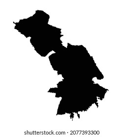 Astrakhan Oblast vector map silhouette illustration isolated on white background. High detailed. Russia oblast map illustration. Astrahanskaya oblast map.