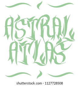 Astral atlas.Vector lettering.