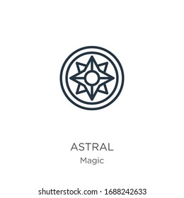 Astral icon. Thin linear astral outline icon isolated on white background from magic collection. Line vector sign, symbol for web and mobile