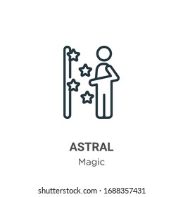 Astral outline vector icon. Thin line black astral icon, flat vector simple element illustration from editable magic concept isolated stroke on white background