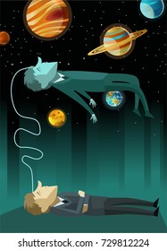  astral projection soul flying in the space