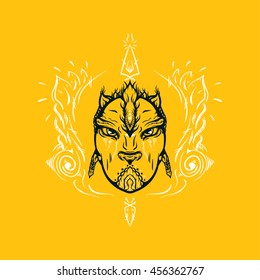 astral tattoo hand-drawn head, abstract sacral alien