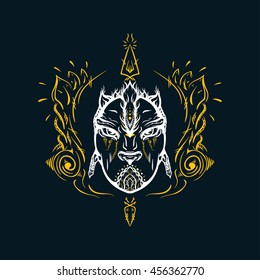 astral tattoo hand-drawn head, abstract sacral alien