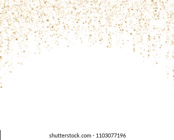 Astral vector star background magic gold sparkle pattern. Confetti glitter decoration. Holiday gold sparkles falling vector.   Confetti stars flying garland lines background.