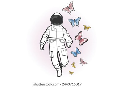 astranout utterfly vector design hand drawn