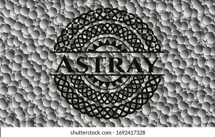 Astray dark emblem with grey bubbles background. Vector Illustration. Detailed.